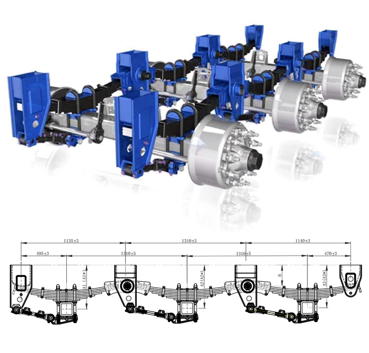 Two axle trailer suspension